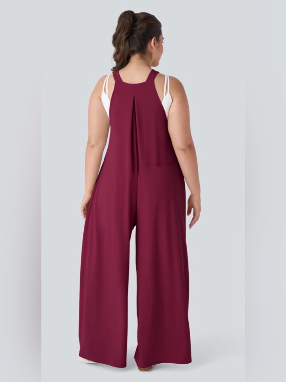 Halara Pockets Waffle Casual Plus Size Overalls in Anemone - Picture 2 of 9